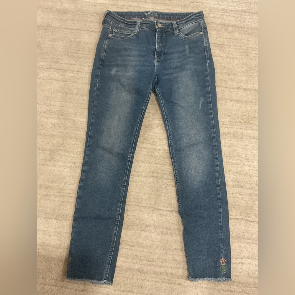 MAC True Denim Love Skinny Focus Hem Distressed Skinny Ankle Jeans .